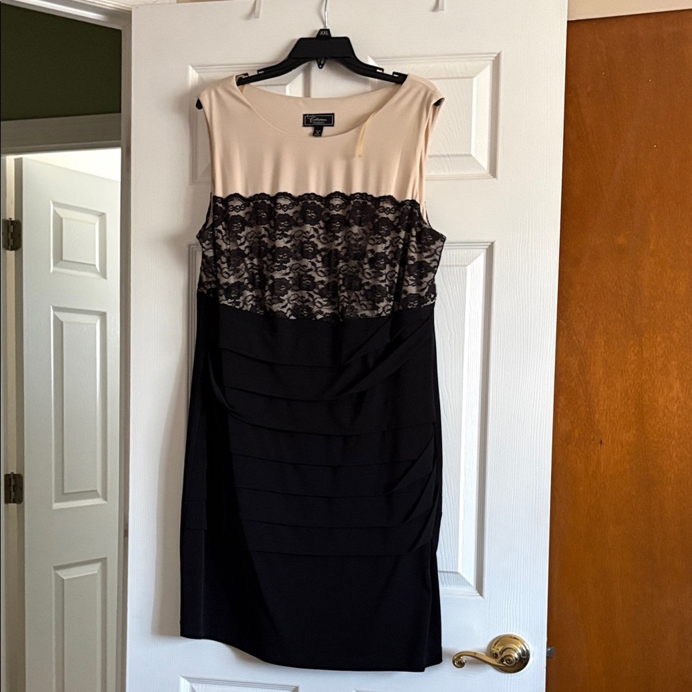 Dress Barn Black and Cream Lace Midi Dress